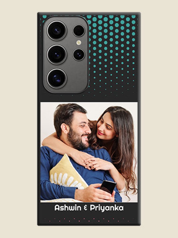 Custom Faded Dots with Grunge Photo Frame and Text on Space Black Custom Soft Matte Phone Cases - Galaxy S24 Ultra 5G