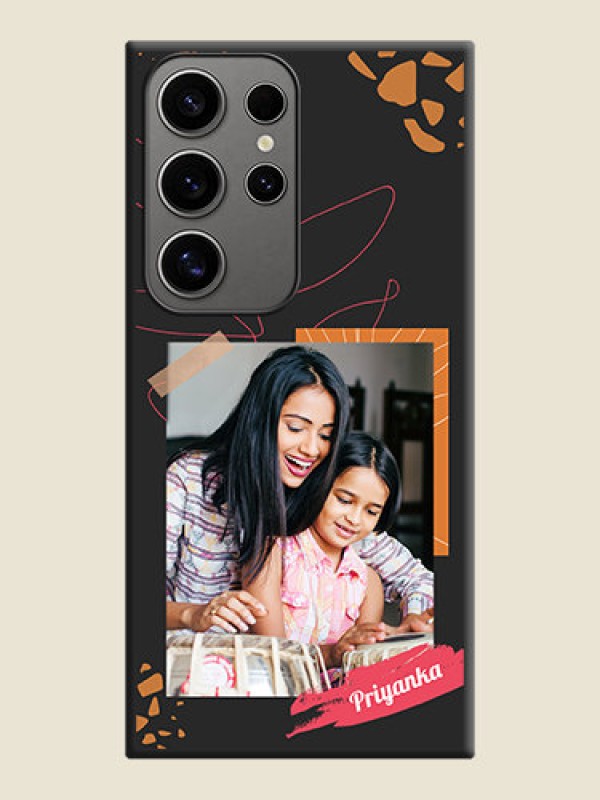 Custom Orange Photo Frame on Space Black Custom Soft Matte Phone Back Cover - Galaxy S24 Ultra 5G