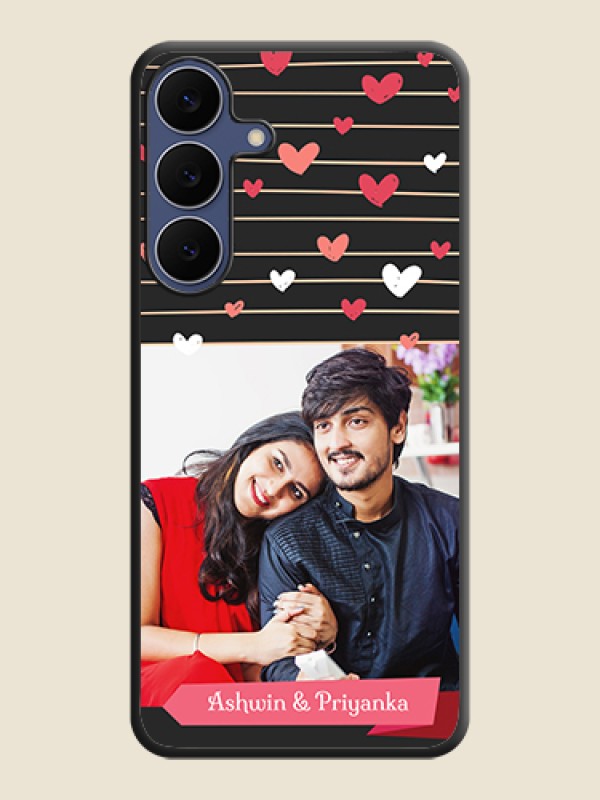 Custom Love Pattern with Name on Pink Ribbon on Photo On Space Black Custom Soft Matte Mobile Back Cover - Samsung Galaxy S25 FE 5G