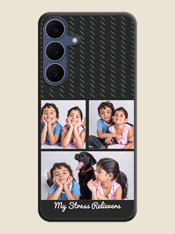 Custom Cross Dotted Pattern with 2 Image Holder On Space Black Custom Soft Matte Mobile Back Cover - Samsung Galaxy S25 FE 5G