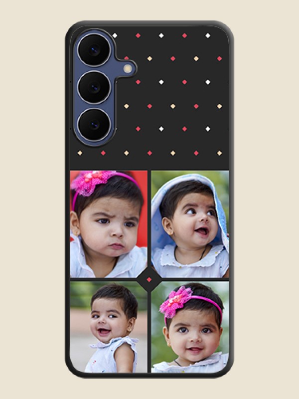 Custom Multicolor Dotted Pattern with 4 Image Holder On Space Black Custom Soft Matte Mobile Back Cover - Samsung Galaxy S25 FE 5G