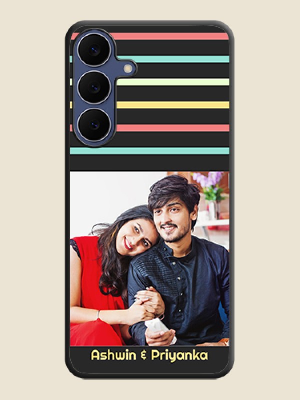 Custom Color Stripes with Photo and Text on Photo On Space Black Custom Soft Matte Mobile Back Cover - Samsung Galaxy S25 FE 5G