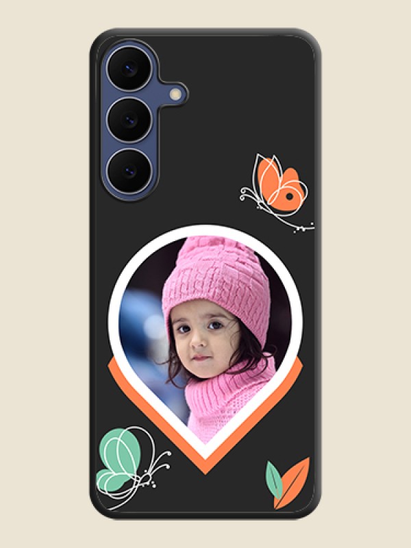 Custom Upload Pic With Simple Butterly Design On Space Black Custom Soft Matte Mobile Back Cover - Samsung Galaxy S25 FE 5G