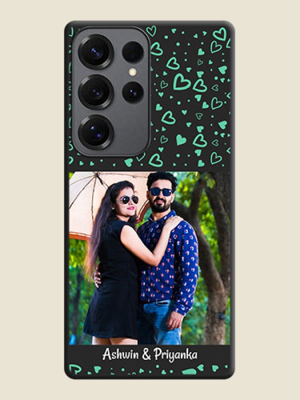 Custom Sea Green Indefinite Love Pattern on Photo On Space Black Custom Soft Matte Mobile Back Cover - Galaxy S25 Ultra 5G