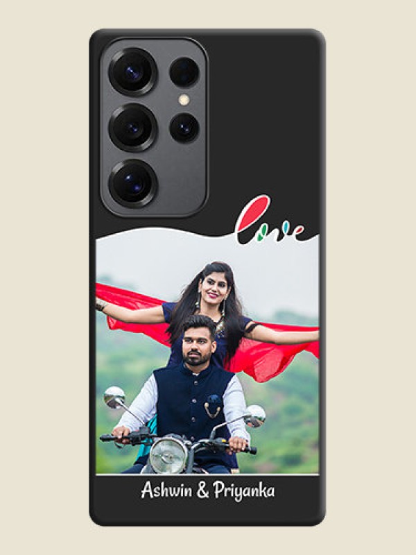 Custom Fall in Love Pattern with Picture on Photo On Space Black Custom Soft Matte Mobile Back Cover - Galaxy S25 Ultra 5G