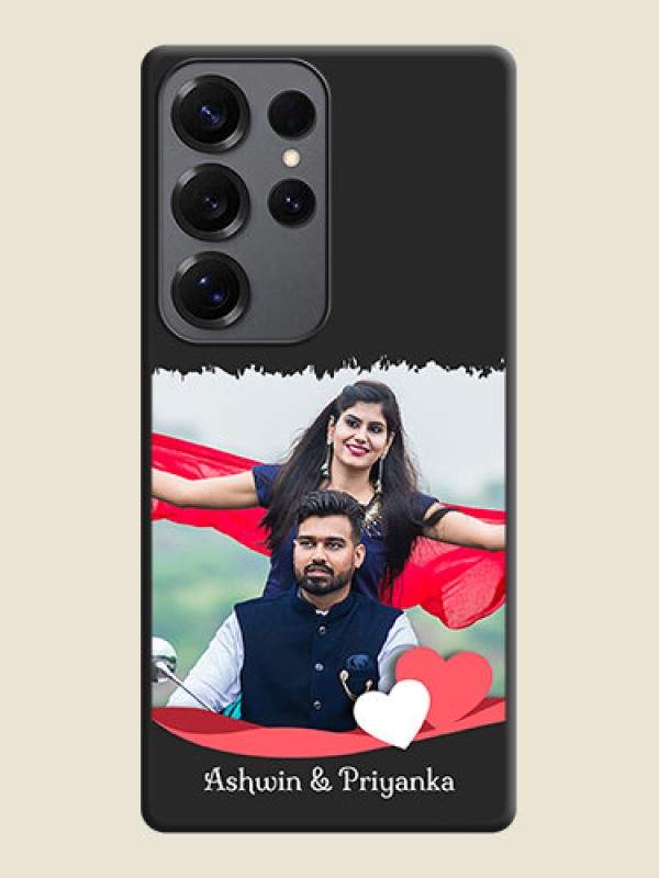 Custom Pin Color Love Shaped Ribbon Design with Text On Space Black Custom Soft Matte Mobile Back Cover - Galaxy S25 Ultra 5G