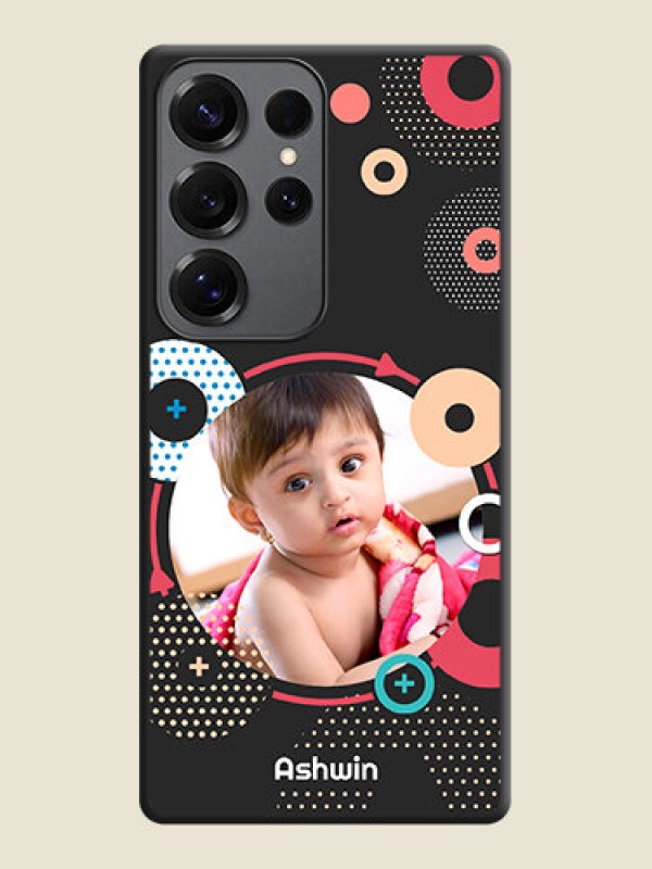 Custom Multicoloured Round Image On Space Black Custom Soft Matte Mobile Back Cover - Galaxy S25 Ultra 5G