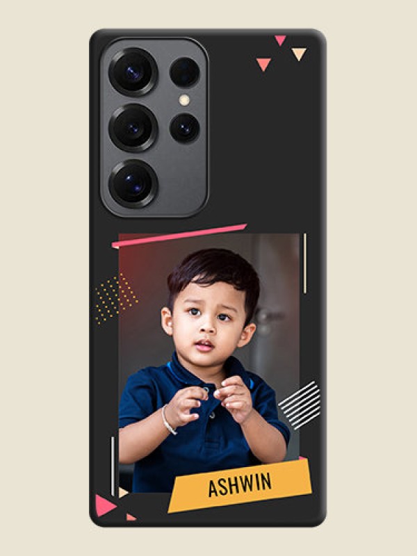 Custom Photo Frame with Triangle Small Dots on Photo On Space Black Custom Soft Matte Mobile Back Cover - Galaxy S25 Ultra 5G