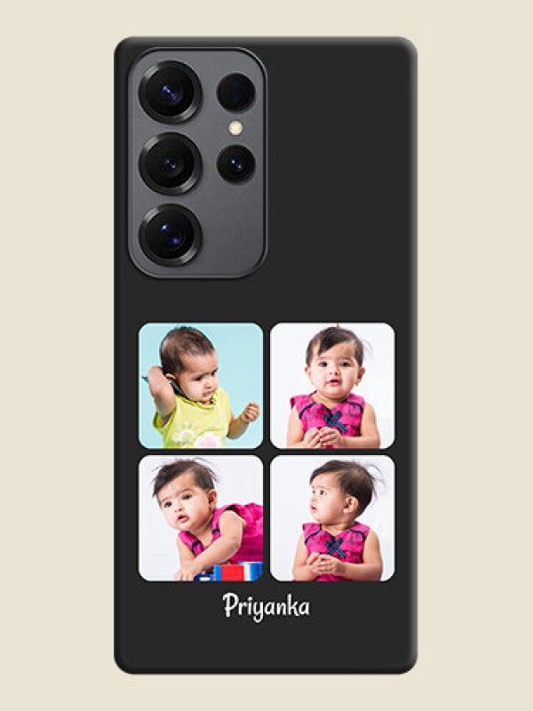 Custom Floral Art with 6 Image Holder on Photo On Space Black Custom Soft Matte Mobile Back Cover - Galaxy S25 Ultra 5G