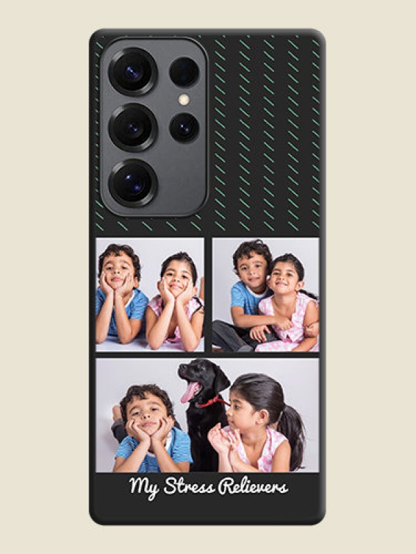 Custom Cross Dotted Pattern with 2 Image Holder On Space Black Custom Soft Matte Mobile Back Cover - Galaxy S25 Ultra 5G