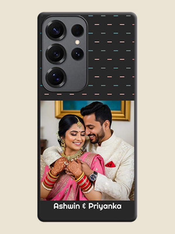 Custom Line Pattern Design with Text On Space Black Custom Soft Matte Mobile Back Cover - Galaxy S25 Ultra 5G