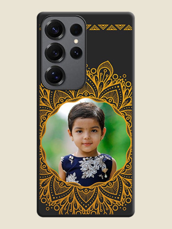 Custom Round Image with Floral Design On Space Black Custom Soft Matte Mobile Back Cover - Galaxy S25 Ultra 5G
