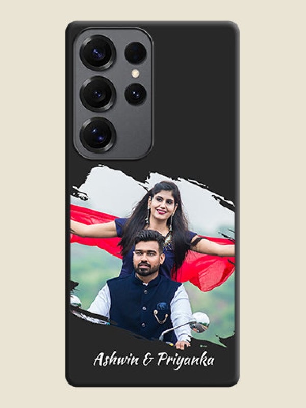 Custom Grunge Brush Strokes on Photo On Space Black Custom Soft Matte Mobile Back Cover - Galaxy S25 Ultra 5G