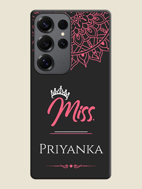 Custom Mrs Name with Floral Design On Space Black Custom Soft Matte Mobile Back Cover - Galaxy S25 Ultra 5G
