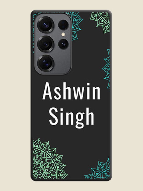 Custom Your Name with Floral Design On Space Black Custom Soft Matte Mobile Back Cover - Galaxy S25 Ultra 5G