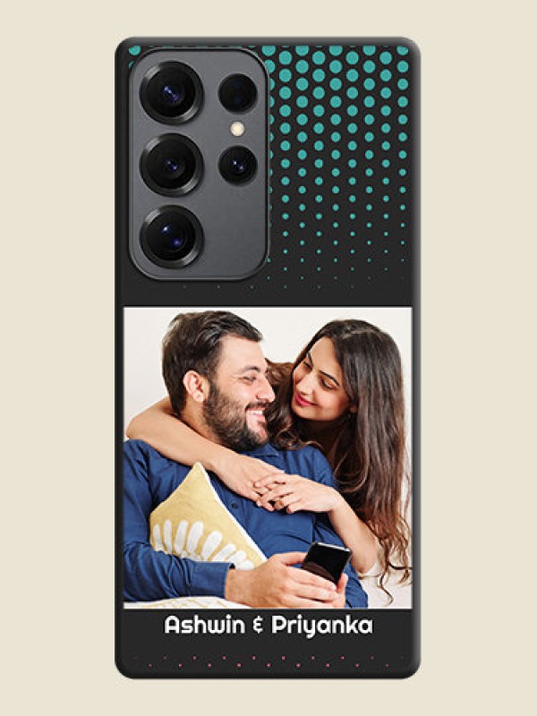 Custom Faded Dots with Grunge Photo Frame and Text On Space Black Custom Soft Matte Mobile Back Cover - Galaxy S25 Ultra 5G