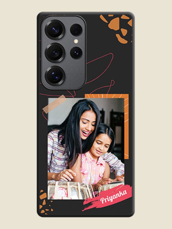 Custom Orange Photo Frame On Space Black Custom Soft Matte Mobile Back Cover - Galaxy S25 Ultra 5G