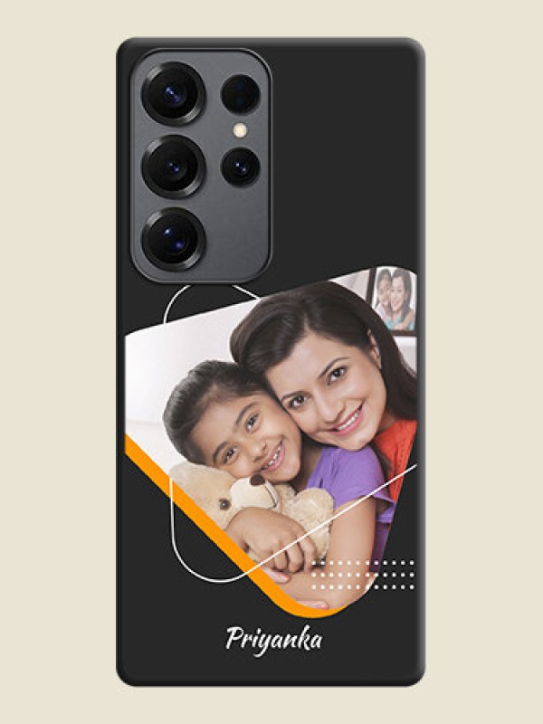 Custom Yellow Triangle on Photo On Space Black Custom Soft Matte Mobile Back Cover - Galaxy S25 Ultra 5G
