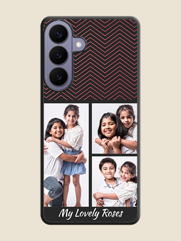 Custom Wave Pattern with 3 Image Holder On Space Black Custom Soft Matte Mobile Back Cover - Samsung Galaxy S26 Plus 5G