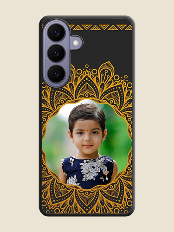Custom Round Image with Floral Design On Space Black Custom Soft Matte Mobile Back Cover - Samsung Galaxy S26 Plus 5G