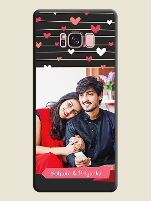Custom Love Pattern with Name on Pink Ribbon  on Photo on Space Black Soft Matte Back Cover - Galaxy S8 Plus