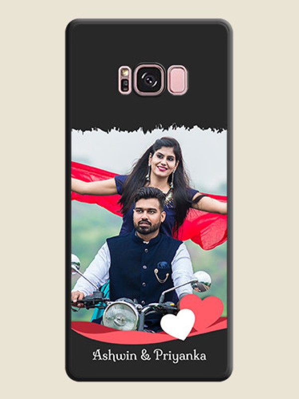 Custom Pin Color Love Shaped Ribbon Design with Text on Space Black Custom Soft Matte Phone Back Cover - Galaxy S8 Plus