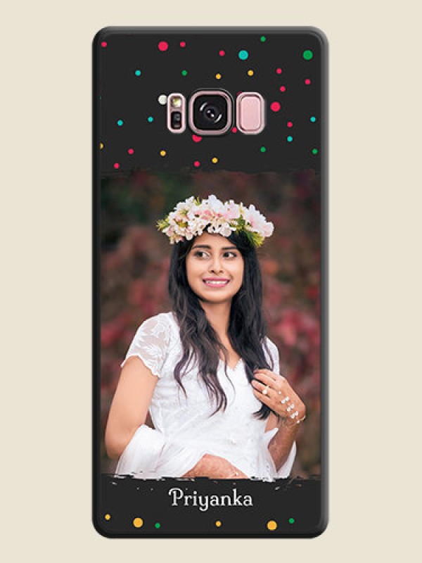 Custom Multicolor Dotted Pattern with Text on Space Black Custom Soft Matte Phone Back Cover - Galaxy S8 Plus