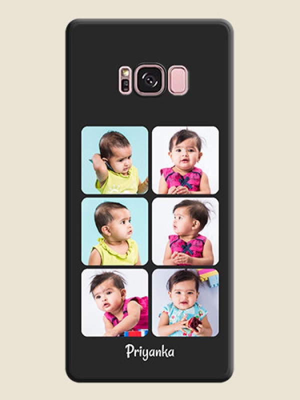 Custom Floral Art with 6 Image Holder on Photo on Space Black Soft Matte Mobile Case - Galaxy S8 Plus