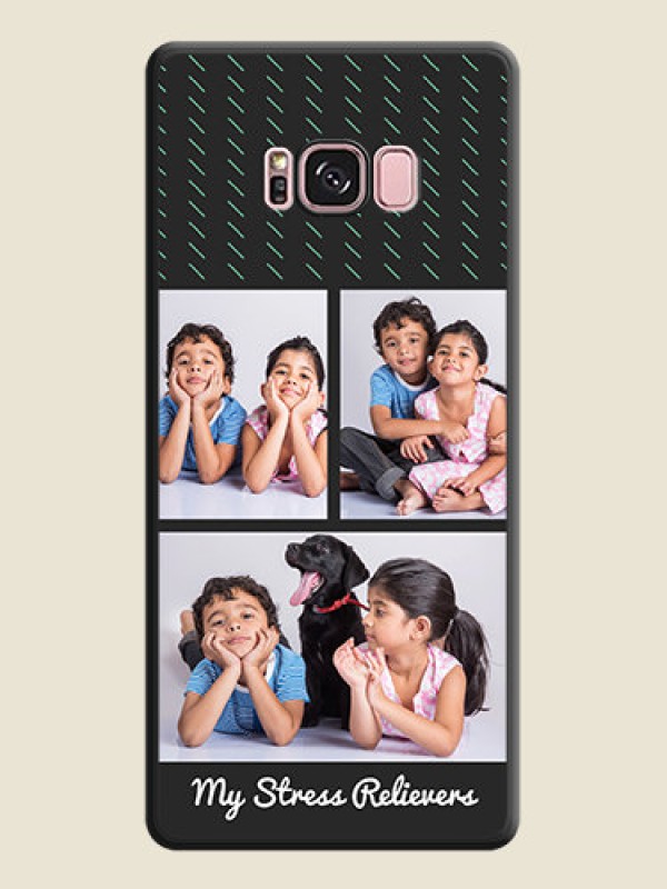 Custom Cross Dotted Pattern with 2 Image Holder  on Personalised Space Black Soft Matte Cases - Galaxy S8 Plus