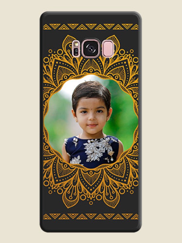 Custom Round Image with Floral Design on Photo on Space Black Soft Matte Mobile Cover - Galaxy S8 Plus