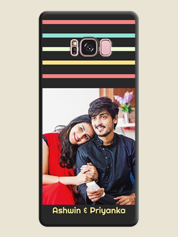 Custom Color Stripes with Photo and Text on Photo on Space Black Soft Matte Mobile Case - Galaxy S8 Plus