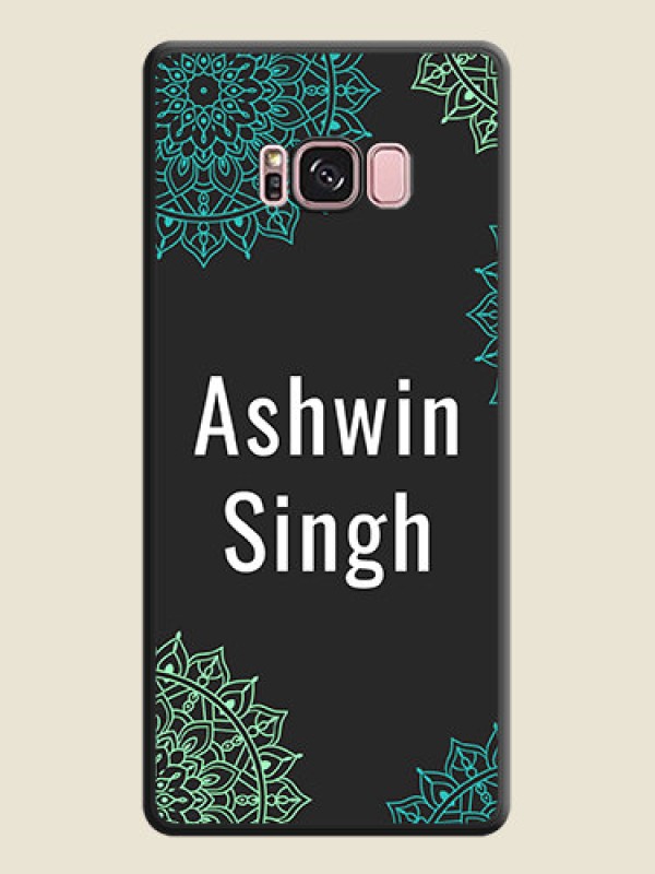 Custom Your Name with Floral Design on Space Black Custom Soft Matte Back Cover - Galaxy S8 Plus