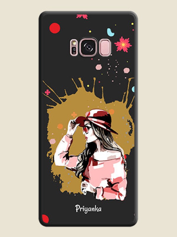 Custom Mordern Lady With Color Splash Background With Custom Text On Space Black Personalized Soft Matte Phone Covers -Samsung Galaxy S8 Plus