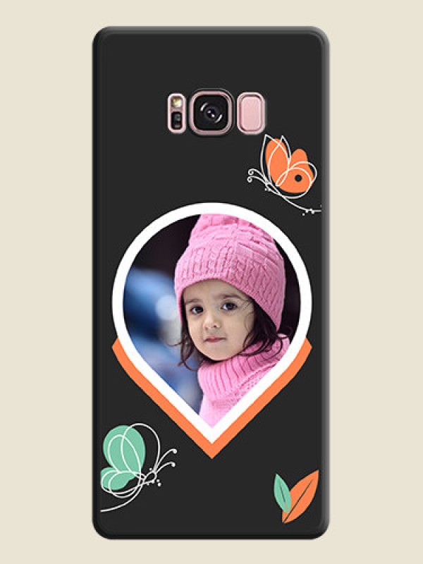 Custom Upload Pic With Simple Butterly Design On Space Black Personalized Soft Matte Phone Covers -Samsung Galaxy S8 Plus