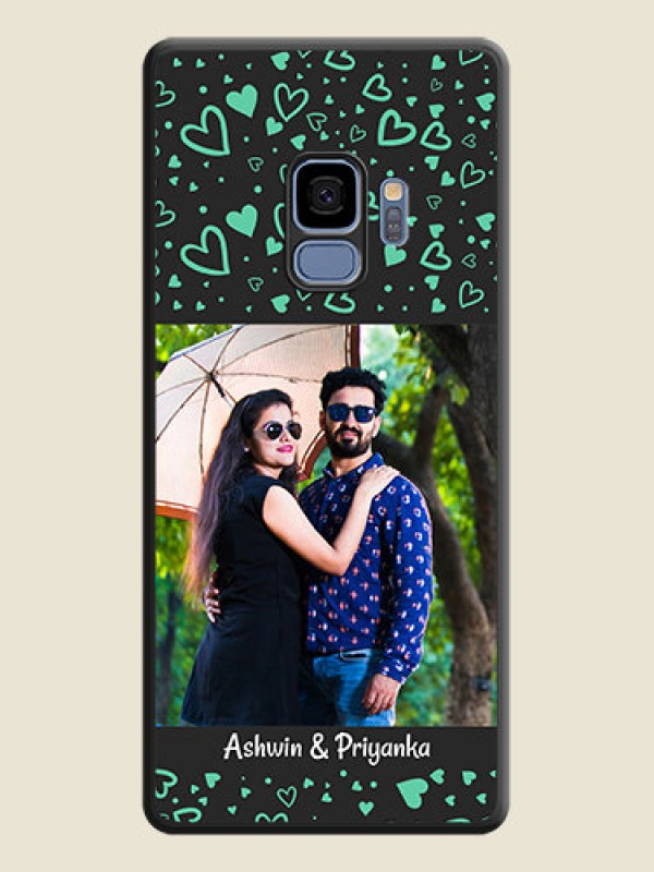 Custom Sea Green Indefinite Love Pattern on Photo on Space Black Soft Matte Mobile Cover - Galaxy S9
