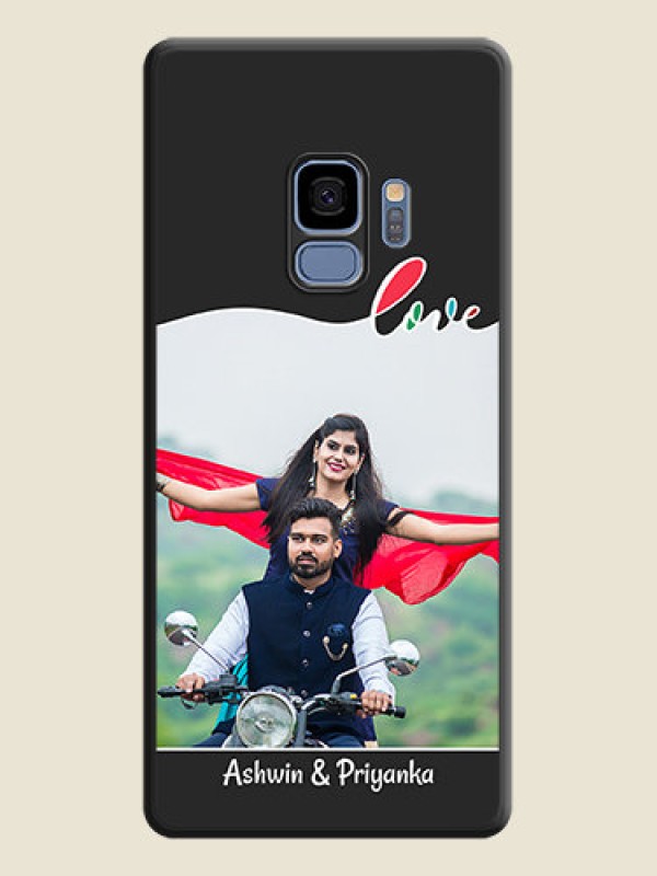Custom Fall in Love Pattern with Picture on Photo on Space Black Soft Matte Mobile Case - Galaxy S9