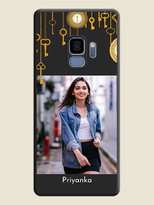 Custom Decorative Design with Text on Space Black Custom Soft Matte Back Cover - Galaxy S9