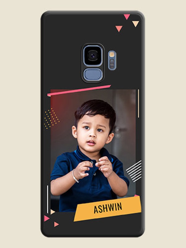 Custom Photo Frame with Triangle Small Dots on Photo on Space Black Soft Matte Back Cover - Galaxy S9