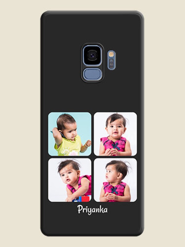 Custom Floral Art with 6 Image Holder on Photo on Space Black Soft Matte Mobile Case - Galaxy S9