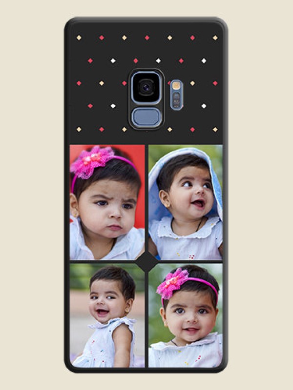 Custom Multicolor Dotted Pattern with 4 Image Holder on Space Black Custom Soft Matte Phone Cases - Galaxy S9