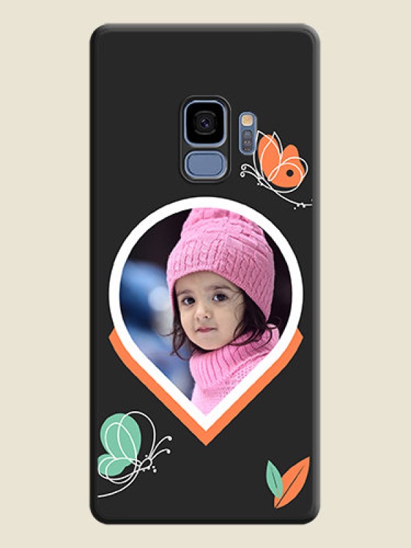 Custom Upload Pic With Simple Butterly Design On Space Black Personalized Soft Matte Phone Covers -Samsung Galaxy S9