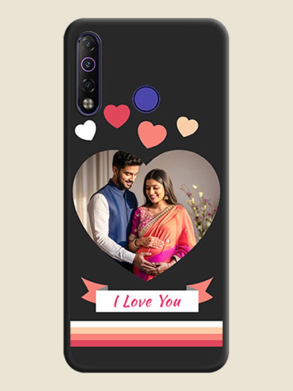 Custom Love Shaped Photo with Colorful Stripes on Personalised Space Black Soft Matte Cases - Tecno Camon 12 Air