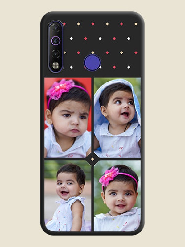 Custom Multicolor Dotted Pattern with 4 Image Holder on Space Black Custom Soft Matte Phone Cases - Tecno Camon 12 Air