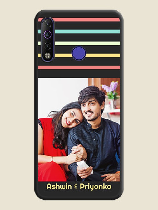 Custom Color Stripes with Photo and Text on Photo on Space Black Soft Matte Mobile Case - Tecno Camon 12 Air