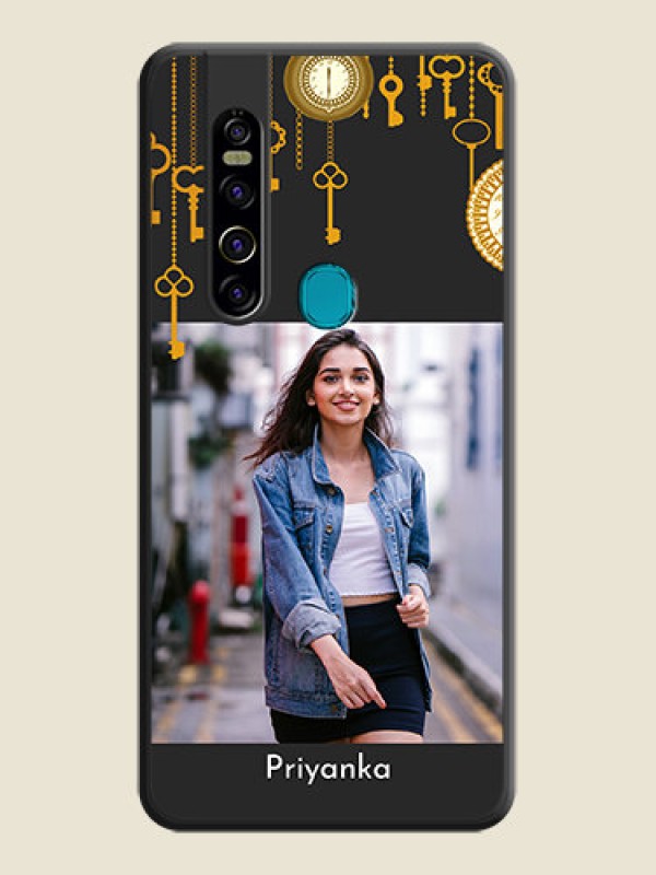 Custom Decorative Design with Text on Space Black Custom Soft Matte Back Cover - Tecno Camon 15 Pro