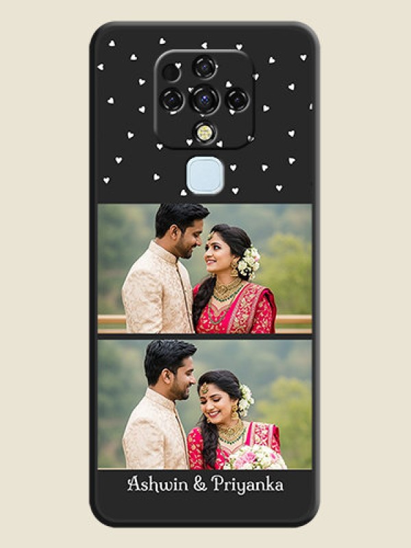 Custom Miniature Love Symbols with Name on Space Black Custom Soft Matte Back Cover - Tecno Camon 16