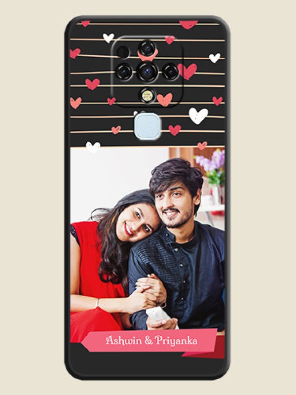 Custom Love Pattern with Name on Pink Ribbon  on Photo on Space Black Soft Matte Back Cover - Tecno Camon 16