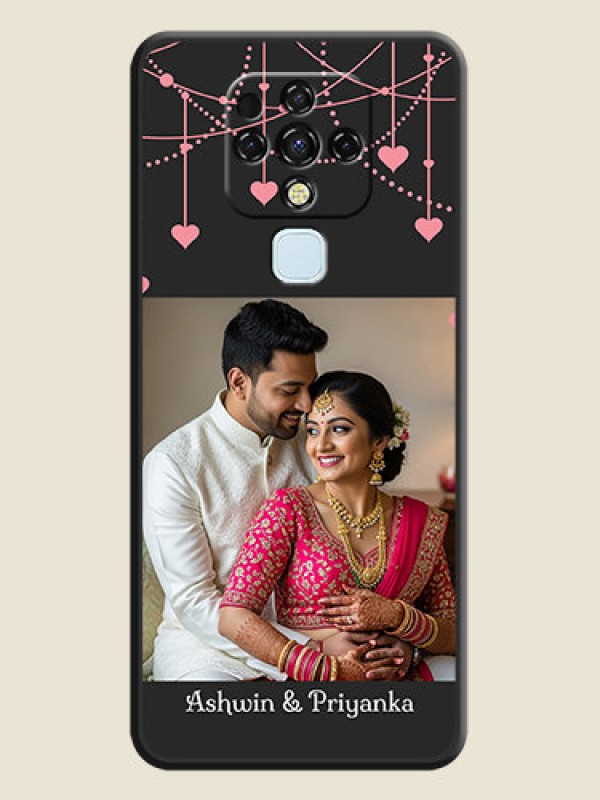 Custom Pink Love Hangings with Text on Space Black Custom Soft Matte Back Cover - Tecno Camon 16