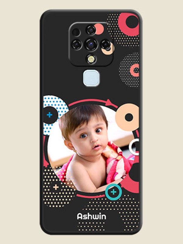 Custom Multicoloured Round Image on Personalised Space Black Soft Matte Cases - Tecno Camon 16