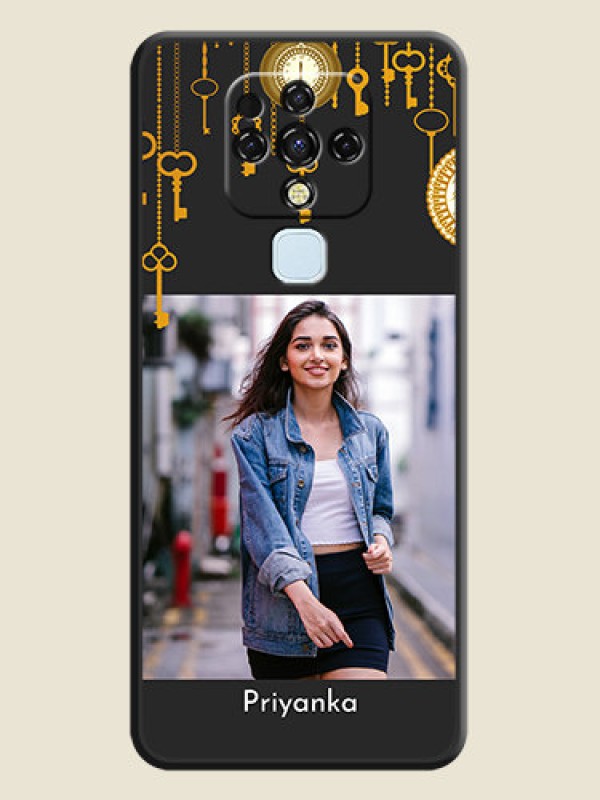 Custom Decorative Design with Text on Space Black Custom Soft Matte Back Cover - Tecno Camon 16
